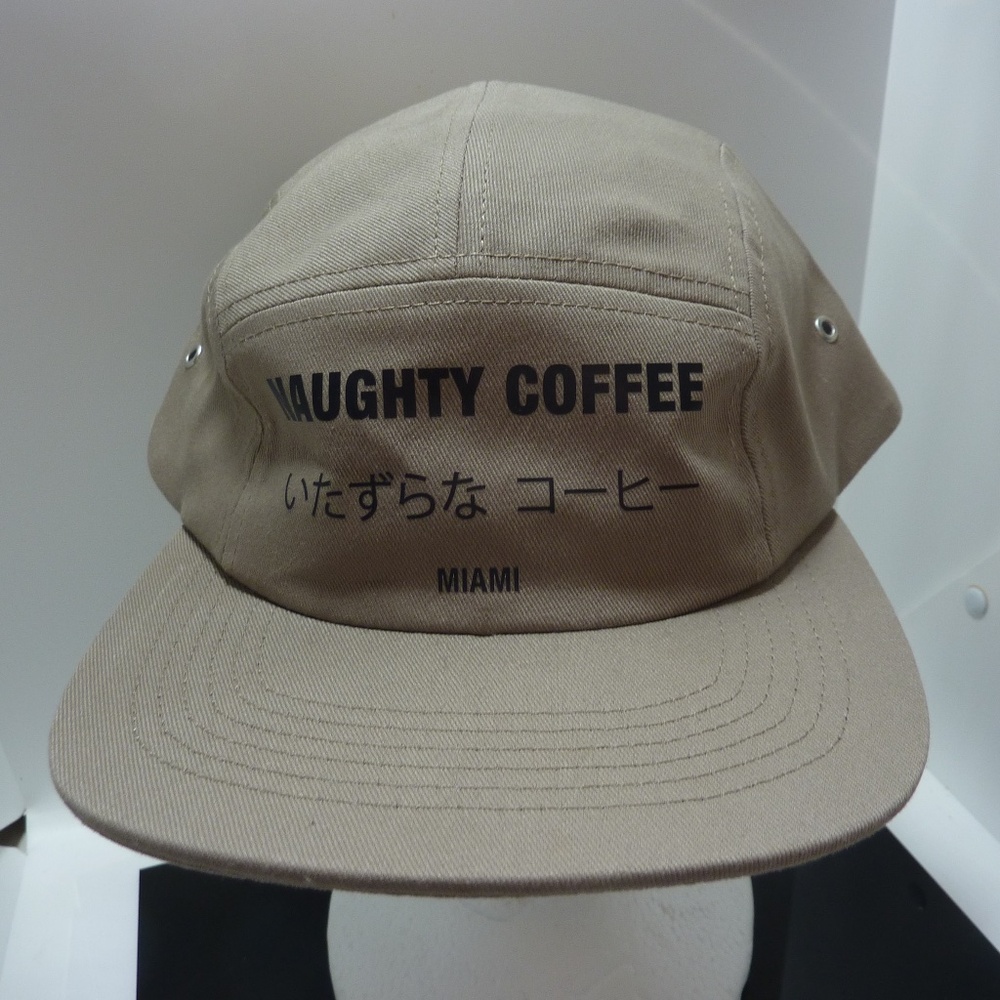 NAUGHTY CAFE MIAMI  Beige Hat Cap Strap Back One Size Cotton  Logo
